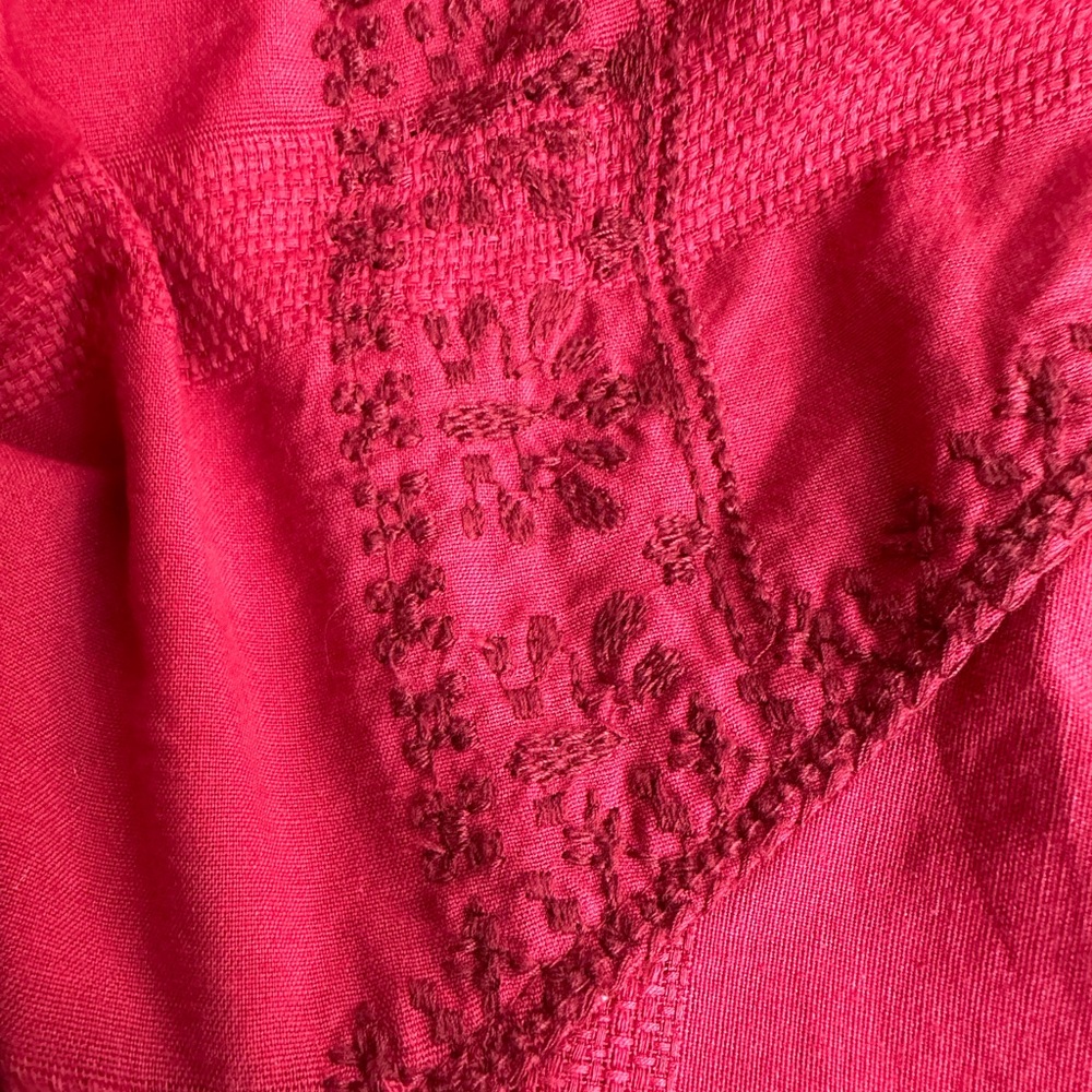 Madewell red embroidered popover with tassel ties - Picture 10 of 13